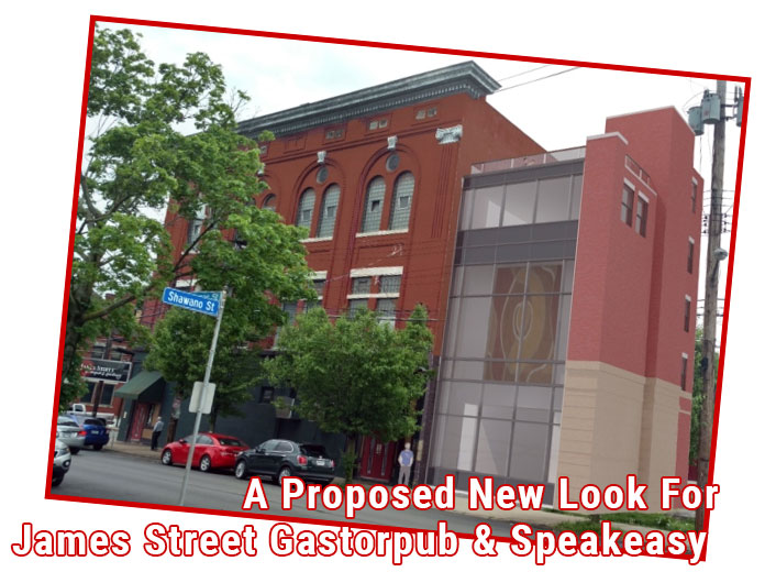 Rendering of remodeled James Street Gastropub and Speakeasy