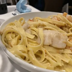 Close up of a bowl of fettuccini chicken alfredo at Rico&#039;s Restaurant in Ross Township, Pa., Thursday, Sept. 30, 2021 (Across North Hills photo/Matt De Reno)