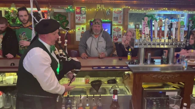 St. Patrick&#039;s Day Highlights 2022 - Amazing Grace Bag Pipes at Highland Bar in West View, Pa.